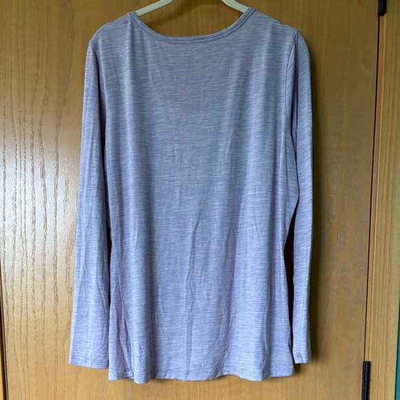 Woolx Women's Heather Lavender Long Sleeve Layla Light Weight Merino Tee - Picture 3 of 3